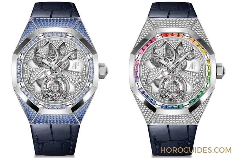 冰藍(lán)版VS.彩虹版，愛彼皇家橡樹概念系列飛行陀飛輪腕表新作寶石滿鑲閃耀登場-復(fù)刻表