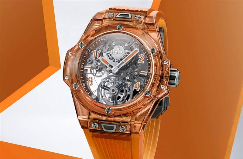 宇舶HUBLOT Big Bang Tourbillon Automatic Orange Sapphire 世界首見(jiàn)橙色橙色藍(lán)寶石表殼設(shè)計(jì)-復(fù)刻表