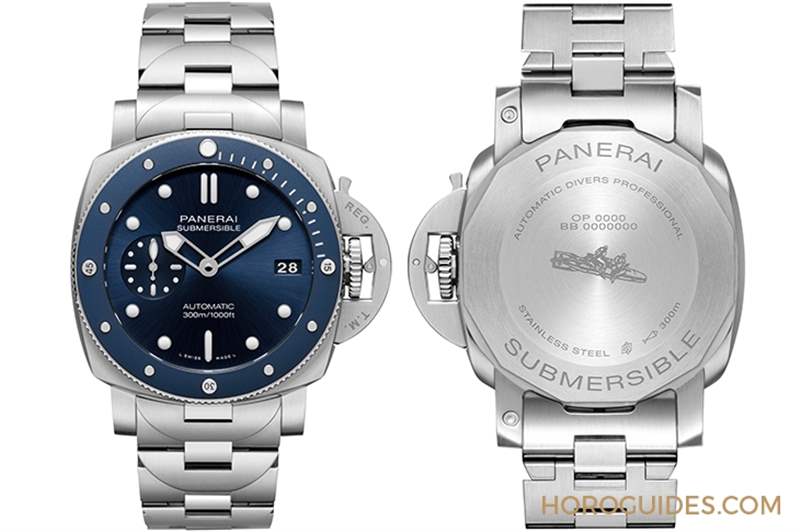 沛納海Submersible 42mm首次搭配精鋼鏈帶!Submersible Blu Notte藍(lán)面藍(lán)圈,型格亮相-復(fù)刻表