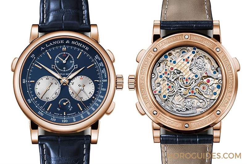 朗格Triple Split三追針計時,推出貴氣藍金新色-復刻表