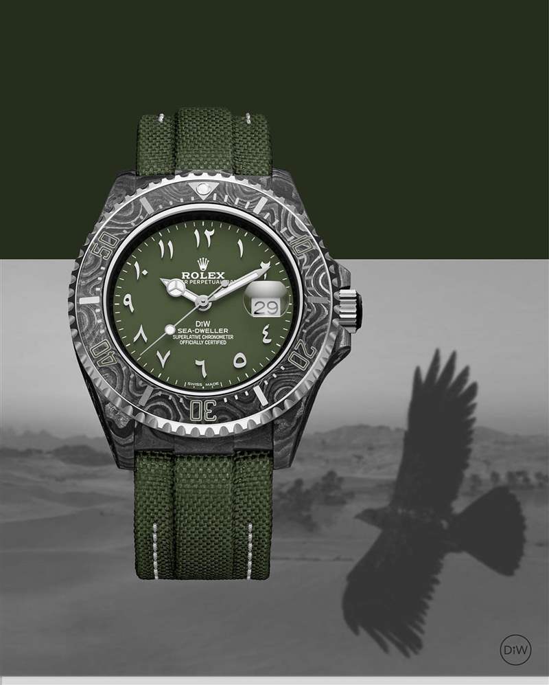 ：Rolex Sea-Dweller改裝錶升值4倍　軍綠中東面盤、碳纖錶殼超粗獷 （Source：Designa Individual）
