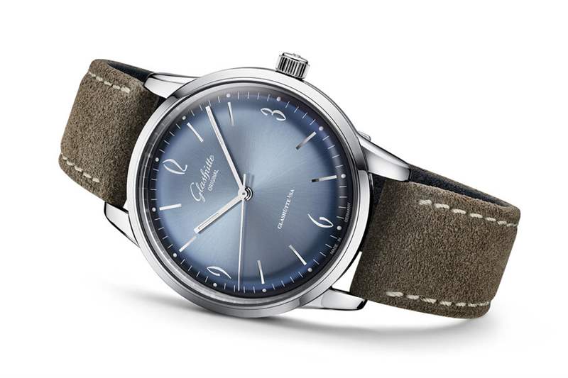 格拉蘇蒂原創Sixties Glacier藍色放射紋盤面腕表-復刻表