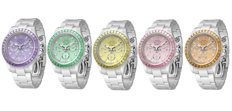 「彩色藍寶石5連發」勞力士Daytona白陶瓷五種寶石表圈一字排開超夢幻-復刻表