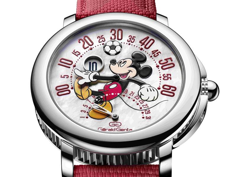 Gerald Genta推出Arena Bi-Retrograde Mickey Mouse數字跳時雙逆跳腕表：米老鼠踢足球-復刻表