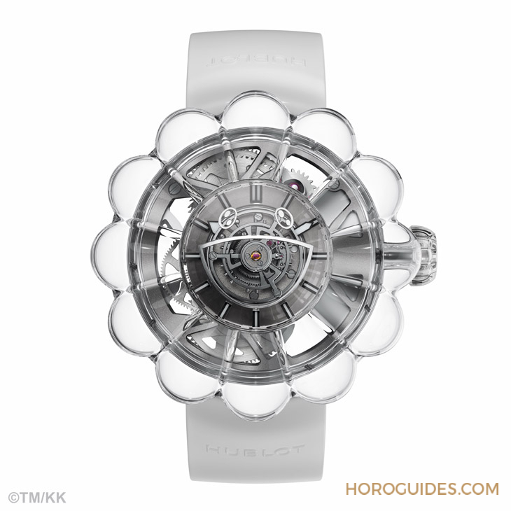 12辦花型透明藍(lán)寶石表殼!村上隆微笑小花仙氣爆棚了|Hublot MP-15村上隆藍(lán)寶石陀飛輪腕表-復(fù)刻表